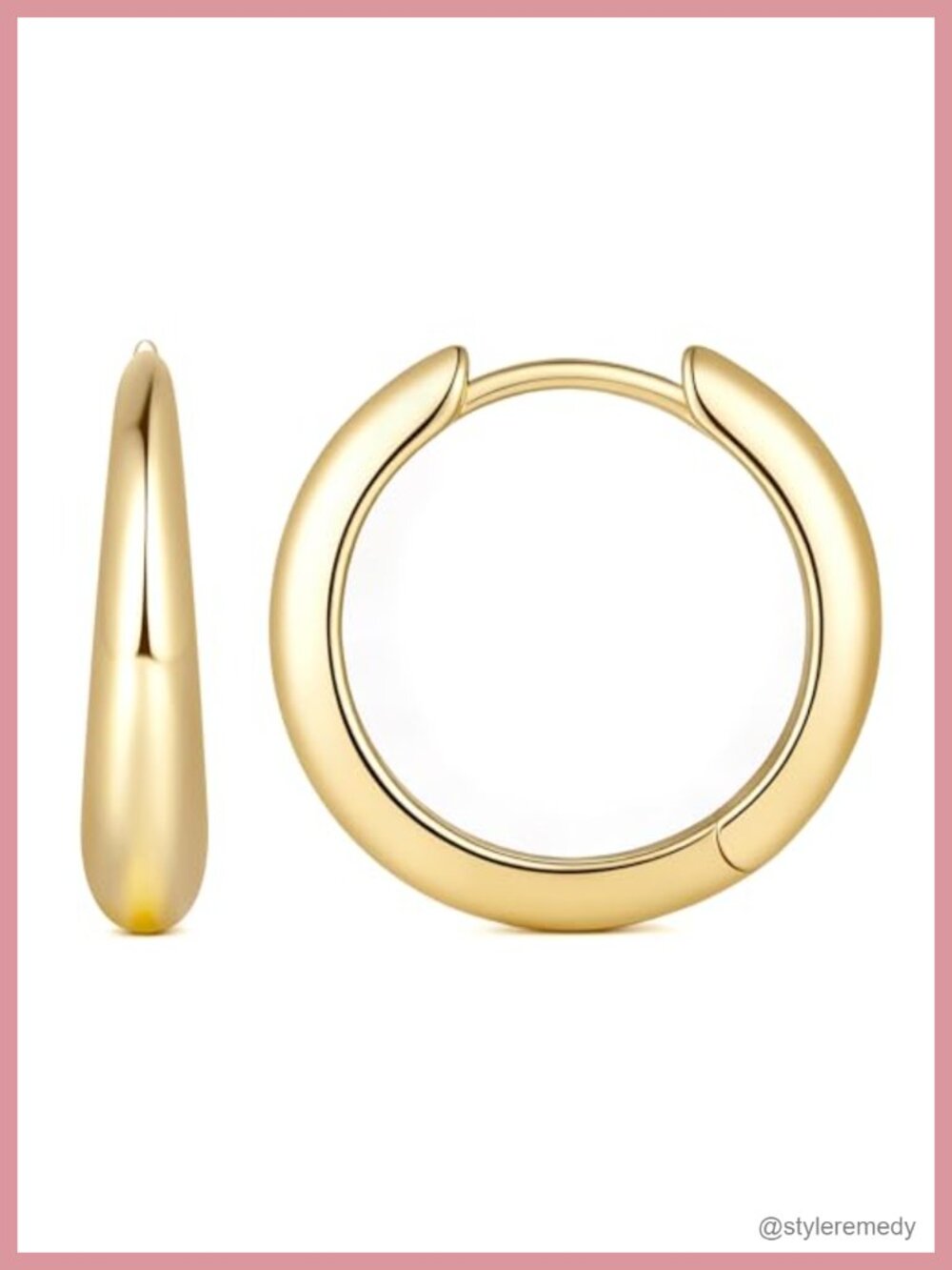 14K Gold Plated Curved Huggie Hoop Earrings Women Hidden Clasp Everyday